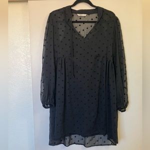 Stradivarius sheer polka dot smock dress